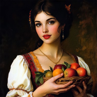 Meisje met een schotel fruit